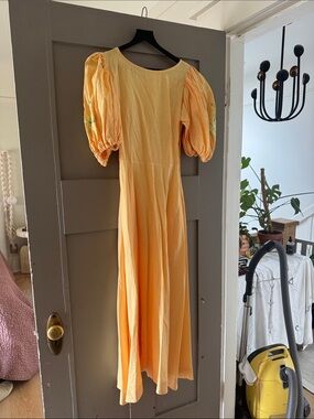 Fanm Mon Pale Yellow Linen Dress with Soft Texture